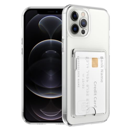 Gukalong Clear Wallet Case for iPhone 12 Pro Max with Credit Card Holder | Hard PC Heavy Duty Shockproof Protection Anti-Scratch Phone Cover Card Slot Anti-Yellowing Case for Women Men - size: for iPhone 12 Pro Max