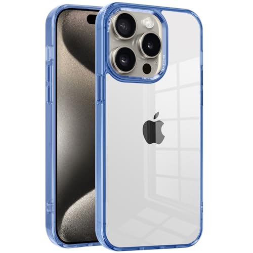 CcacHe Designed for iPhone 15 Pro Case,[Anti-Yellowing] [Military-Grade Protection] Anti-Scratch Transparent Back Slim Shockproof Phone Cover 6.1 Inch (Blue) - color: Blue