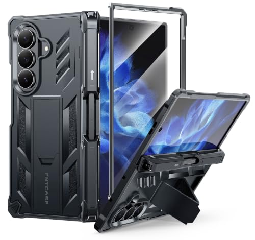 FNTCASE for Galaxy Z Fold 8 Ultra Case, Z Fold 7 Case with Pen Holder Black | Hinge Protection, Built-in Screen Protector, Kickstand, 20FT Military-Grade Drop Protection, Matte Textured, Heavy Duty - color: Black, size: For Z Fold 8 Ultra / Z Fold 7 6.5 I