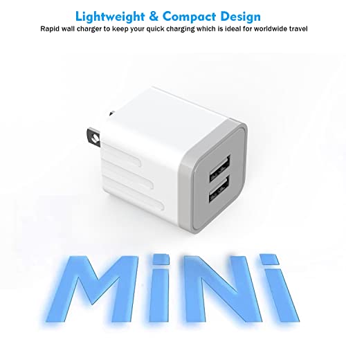 iPhone Fast Charger, Fast Adapter i Phone 2Pack Dual Port USB Wall Charger - color: White 2Pack 10FT