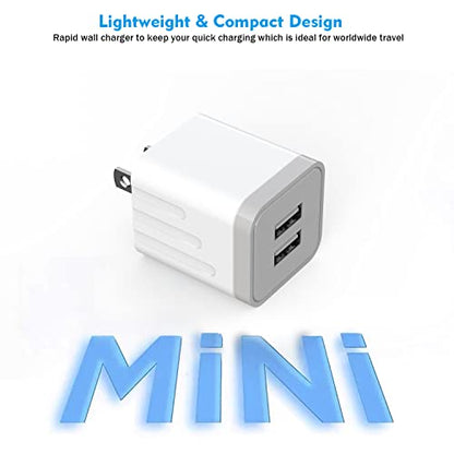 iPhone Fast Charger, Fast Adapter i Phone 2Pack Dual Port USB Wall Charger - color: White 2Pack 10FT