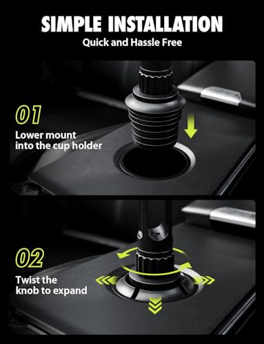 Bracketron OneClick Cup Phone Holder for Car, 360° Rotation Expandable Base