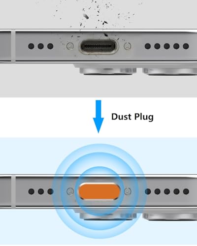 USB C Dust Plug for iPhone 17 Series, 4Pcs Aluminum+4Pcs Silicone, Orange - color: Cosmic Orange
