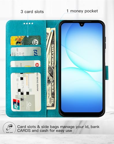 Feitenn for Samsung Galaxy A17 5G (6.7") Case Wallet 2026 with 4 Card Holders Kickstand, PU Flip Leather Magnetic Closure Folio Shockproof Protective Cover, Blue - color: Blue, size: Samsung Galaxy A17 5G