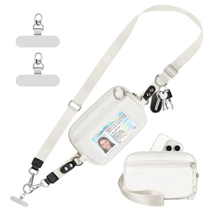 Tiostep Clip and Go Strap for Phone with Wallet Crossbody Phone Lanyard Adjustable and Detachable RFID Wristlet Wallet (Cream, Large) - color: Cream, size: Large