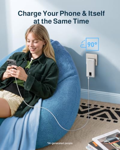 charmast 10000mAh Portable Charger with Built-in Cables and AC Wall Plug - color: Grey