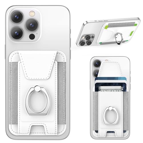 for Magsafe Wallet with Grip, 6-Card Holder; Stronger Magnetic Phone Wallet - color: White