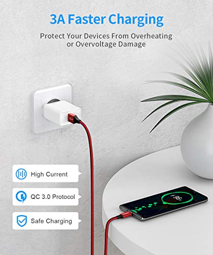 etguuds USB to USB C Cable, 4-Pack USB A to USB C Cable Fast Charging - color: Red, size: 1ft,3ft,6ft,10ft
