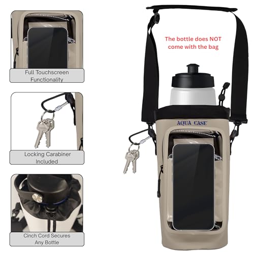 Cell Phone & Water Bottle Crossbody Grey Bag 100% Waterproof Floating Dry Bag Protection for Your Mobile Device During All Water Sports | Sling Carrier for Up to 34oz Travel Tumbler
