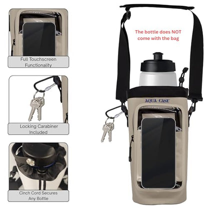 Cell Phone & Water Bottle Crossbody Grey Bag 100% Waterproof Floating Dry Bag Protection for Your Mobile Device During All Water Sports | Sling Carrier for Up to 34oz Travel Tumbler