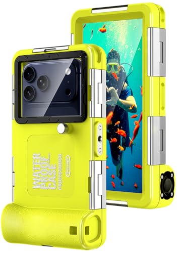 Hllhunkhe Universal Underwater Phone Case for Snorkeling, Professional Diving Waterproof Phone Case for iPhone 7-17 Pro/Pro Max/Plus/Mini, Galaxy S10-S25 Ultra/Plus and Most Phones,Yellow/Black - color: Yellow/Black