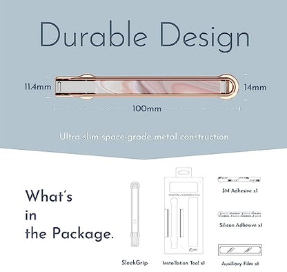 SleekStrip SleekGrip-Premium Ultra Thin Phone Grip Stand,Slim Metal Finger Loop Ring Hand Holder Strap Cell Phone Grips for iPhone 16 Pro Max,17,Android,Case Back - Rose Gold x Pastel Marble - color: Rose Gold x Pastel Marble