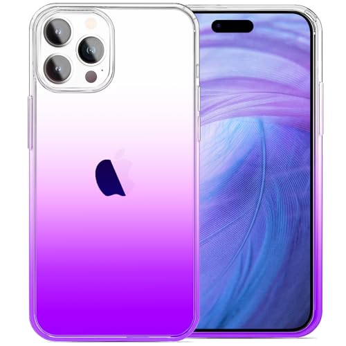 JJGoo Compatible with iPhone 15 Pro Case Clear, Soft Clear Fiexible TPU Phone Cases, Shockproof Transparent Bumper Cover Slim Thin Phone Case, Gradient Purple - color: Gradient Purple