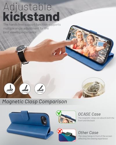 OCASE for iPhone 17e/iPhone 16e Wallet Case, Card Holder, Light Blue | RFID Blocking, Kickstand, Magnetic Closure, PU Leather Flip Folio, Shockproof TPU Shell, Protective Phone Cover (6.1") - color: Light Blue