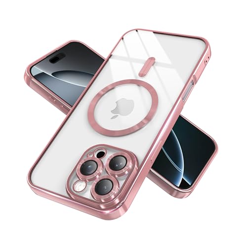 IAIYOXI Magnetic Clear Case for iPhone 11 with Full Camera Lens Protection,Compatible with MagSafe,Plating Soft TPU Phone Case,Anti-Scratch Shockproof Slim Cover for Women Gilrs Men - Pink - color: Pink, size: iPhone 11