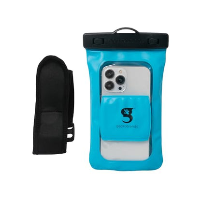 geckobrands Float Phone Dry Bag with Arm Band - Floating Watertight Dry Bag Phone Pouch, Fits Most iPhone and Samsung Galaxy Models - color: Neon Blue
