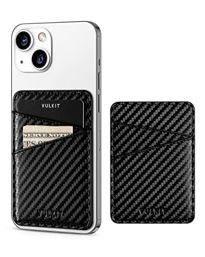VULKIT Phone Card Holder Wallet Leather Adhesive Pocket RFID Blocking Credit Card Sleeves Stick Back of Phone Smartphones Carbon Fiber Black - color: Carbon Black