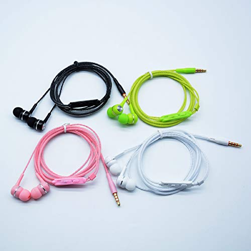 YNR 4 Pairs Wired Earbuds with Microphone & Volume Control, in Ear Earphones for School, Noise Islating High Definition, for 3.5mm Jack iPhone iPad iPod Samsung Google Devices (A12-4) - color: A12-4