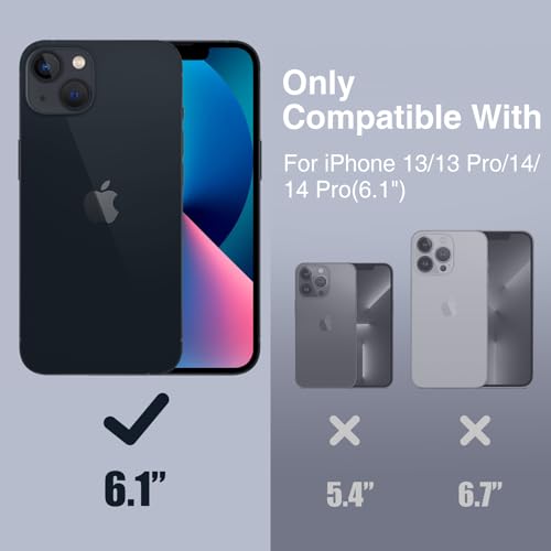 GIN FOXI Battery Case for iPhone 13/13 Pro/14/14 Pro Rechargeable Charging Case with Stand 7000mAh Ultra-Slim Anti-Fall Protection Extended Charger Cover for 14/14Pro/13/13 Pro 6.1" Black