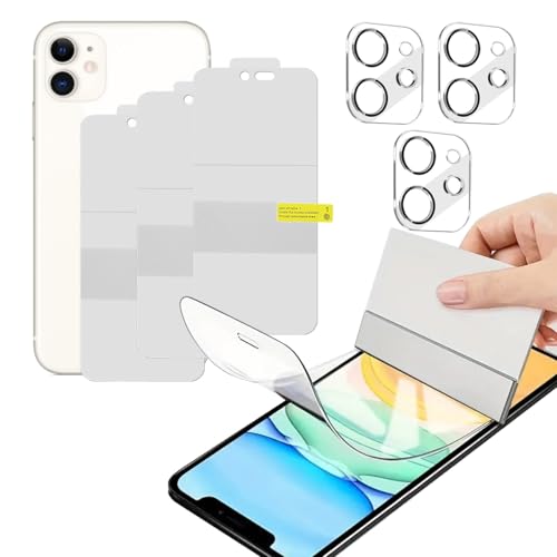 3 Packs Hydrogel Film Screen Protector(Not Glass) + 3 Packs Tempered Glass Camera Lens Protector For iPhone 11