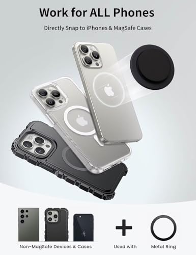 Transparent Magnetic Phone Grip Compatible with Magsafe，Collapsible Mobile Phones Stand Holder for Smartphone Tablet Cell Phone Accessory - Clear Crystal Blue Glitter - color: Blue Glitter