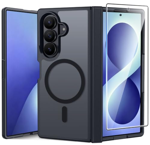 FNTCASE for Samsung Galaxy Z Fold 7 Case Magnetic with Hinge Protection | Screen Protector Phone Cases, Anti Yellowing, Matte, Rugged Shockproof Protective Bumper, Cell Cover - color: C-Black, size: For Galaxy Z Fold 7 (8.0 Inch)