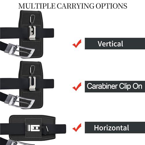 Holster for Motorola Moto G Power/G Play/Moto G/G36 G06 G57 Pure G05 2026 2025 2024 2023 Cell Phone Case Belt Clip Carabiner Card ID Holder Nylon Pouch Bag (Fits Otterbox or Case on)