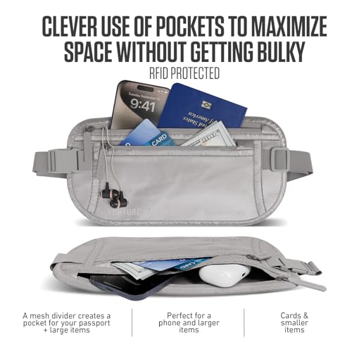 VENTURE 4TH Travel Money Belt, RFID Blocking Passport Holder - Sleek Silver - color: Sleek Silver