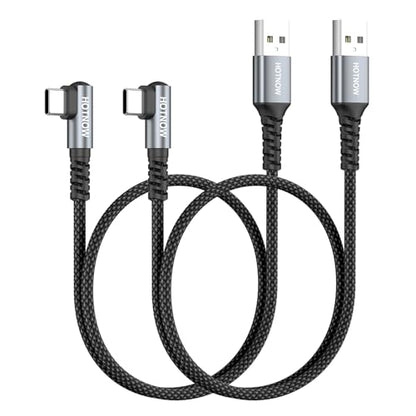 Short USB A to USB C Cable 90 Degree 1.5ft 2Pack,Right Angle USB C Cable - color: Black Glay, size: 1.5FT