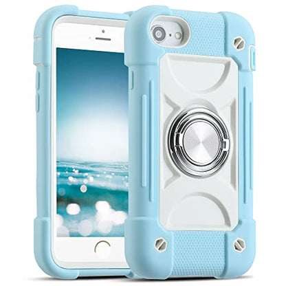 MARKILL Compatible with iPhone Case with Ring Stand, Heavy-Duty Military Grade Shockproof Phone Cover (Ice Blue, iPhone SE 3rd/2nd/iPhone 8/7/6S/6) - color: Ice Blue, size: iPhone SE 3rd/2nd/iPhone 8/7/6S/6