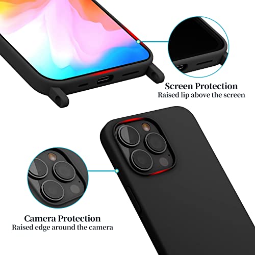Compatible with iPhone 6 6S 7 8 Case, iPhone SE 3 2022/ iPhone SE 2 2020 Case with Lanyard Crossbody iPhone Case with Strap Adjustable Silicone Phone Cover for iPhone Black - color: Black, size: iPhone 6/7/8/SE