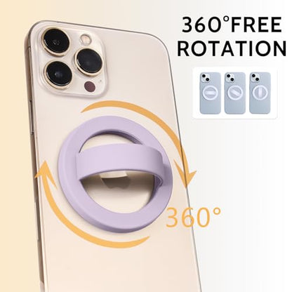 Magnetic Silicone Phone Grip,Comfy Finger Loop Grip Phone Holder,Strong Grip,Comfortable,Easy to Install and Remove,Compatible with Magsafe for iPhone 16/15/14/13/12 Series (Purple) - color: Purple