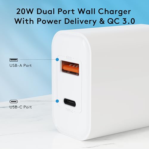 3‑Pack 20W USB C Charger Block Fast Charging Dual Port Power Adapter Plug