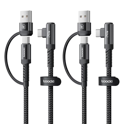 240W USB C to USB C Cable 10FT 2Pack, 2-in-1 Right Angle, Fast Charging - color: Black