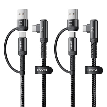 240W USB C to USB C Cable 10FT 2Pack, 2-in-1 Right Angle, Fast Charging - color: Black