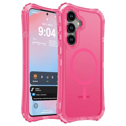 WRJ Magnetic Matte for Samsung Galaxy S26 FE Case,Samsung S25 FE Case [Fit for MagSafe][Military Grade Drop Protection] Translucent Shockproof Protective Phone Case-Hot Pink - color: Hot Pink, style: Matte