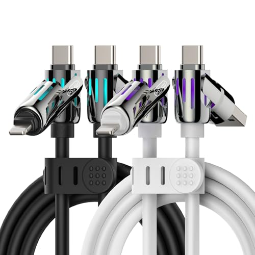 MFish 2-Pack 240W 4-in-1 Multi Charging Cable, Black+White, 6.6FT - color: Black+White, size: 2-Pack 6.6FT
