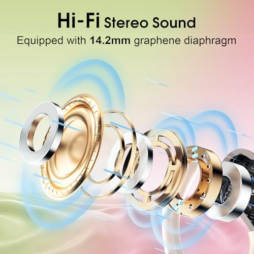 Aptkdoe Wireless Earbuds 75H Bluetooth 5.4 Sport Headphones with Earhooks - color: Rose Gold