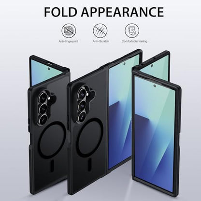 DUEDUE for Samsung Galaxy Z Fold 7 Case Magnetic[Compatible with MagSafe], Dual Layer Anti-Scratch Shockproof Cover Slim Full Protective Phone Case for Galaxy Z Fold 7 8", Black - color: Black