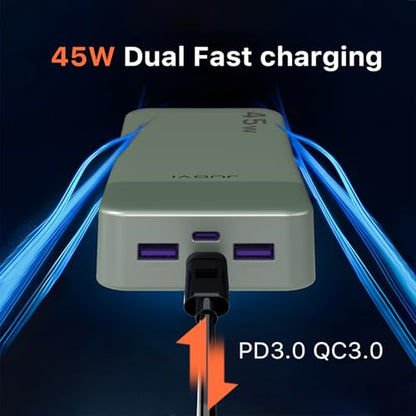 JUOVI Portable Charger 45W 20000mAh Fasting Charging Power Bank - color: Green