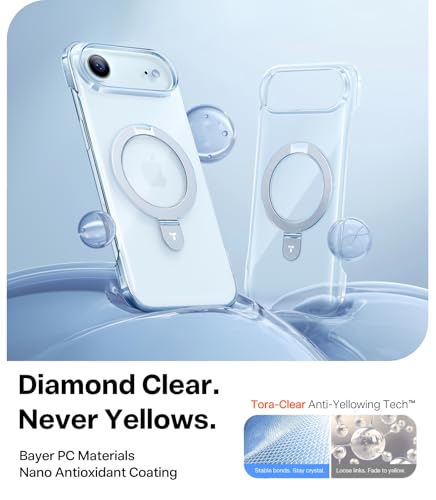TORRAS for iPhone Air Case, Slim Magnetic Stand, Open-Edge Thin Frame Fit, Hard PC, Fit for MagSafe, Anti-Yellowing Phone Case for iPhone 17 Air, Daily Protection, Clear - size: iPhone Air