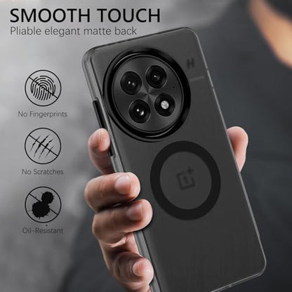 GUAGUA for OnePlus 13 Case [Compatible with MagSafe] Translucent Matte Back Shockproof Slim Fit Drop Proof Protection Anti-Fingerprint Cover Phone Case for OnePlus 13 5G 2025, Black