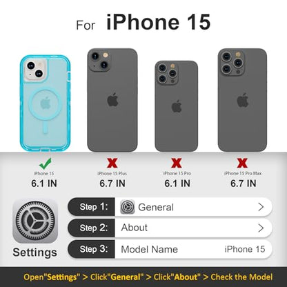 Follaroma Magnetic for iPhone 15 Case, Heavy Duty Phone Cases, Blue, 6.1" | Compatible with MagSafe, Heavy Duty Shock proof Protection, Military-Grade Anti-Drop, Dual Layer Transparent Protective Cover - color: Blue, size: iPhone 15 6.1''