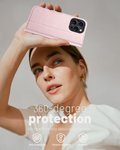 OCASE Compatible with iPhone 16 Pro Max Wallet Case, PU Leather Flip Folio Case with Card Holders RFID Blocking Kickstand [Shockproof TPU Inner Shell] Phone Cover 6.9 Inch 2024, Light Pink - color: Light Pink