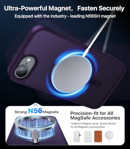 Eastinbox Magnetic iPhone 17e & 16e Case, Matte Protective Case, Purple | Shockproof, Compatible with MagSafe, Military-Grade Protection, Anti-Yellowing, Phone Case for iPhone 17 e/16 e 6.1" - color: Deep Purple
