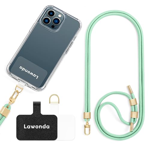 Phone Lanyard Universal Crossbody Cell Phone Strap Anti-Theft Adjustable Neck Lanyard for iPhone 17 Pro Max 2pcs Phone Patchs Tether Pads for Women & Men Mint Green - color: Mint Green