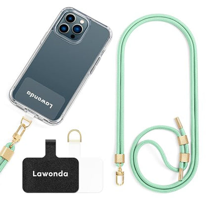 Phone Lanyard Universal Crossbody Cell Phone Strap Anti-Theft Adjustable Neck Lanyard for iPhone 17 Pro Max 2pcs Phone Patchs Tether Pads for Women & Men Mint Green - color: Mint Green
