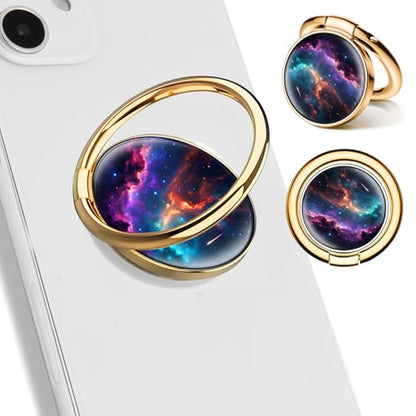 Cell Phone Ring Holder, Cute Phone Ring Grip Stand, 360°Rotation Funny Metal Kickstand Finger Grip Luxury Universe - color: Luxury Universe