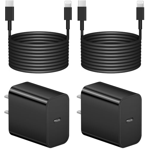 Extra Long 10FT iPhone 14 13 12 Charger Fast Charging 2-Pack 20W Super Fast Charger with Long Fast Charging Cable for iPhone 14/13/12/11 Pro Max,14 Plus,Mini,Pro/XS/SE/XR/iPad - Black - color: Black