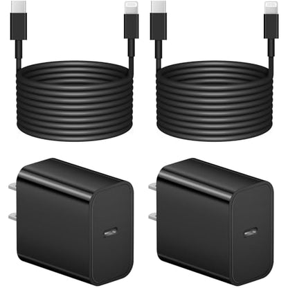 Extra Long 10FT iPhone 14 13 12 Charger Fast Charging 2-Pack 20W Super Fast Charger with Long Fast Charging Cable for iPhone 14/13/12/11 Pro Max,14 Plus,Mini,Pro/XS/SE/XR/iPad - Black - color: Black